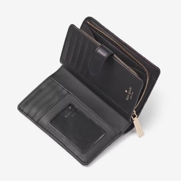 Kate Spade Carey Quilted Leather Medium Compact Bifold Wallet - Black - Picture 3 of 4